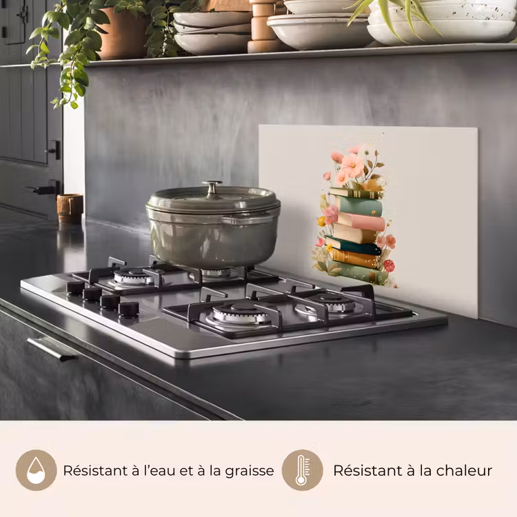 Fond de hotte - Livres - Pile - Fleurs - Coloré — 2