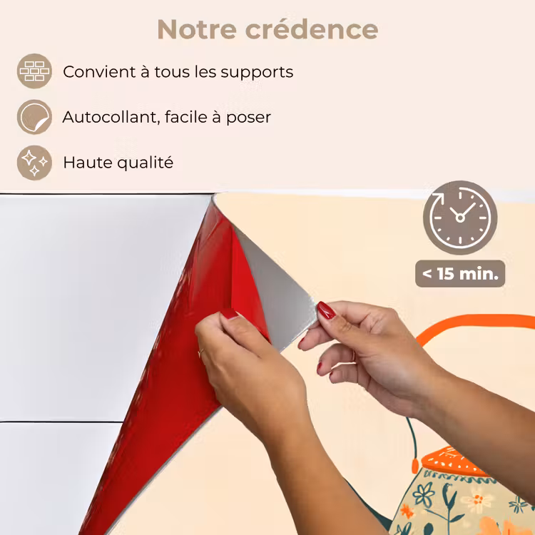 Fond de hotte - Orange - Théière - Fleurs - Feuilles — 4