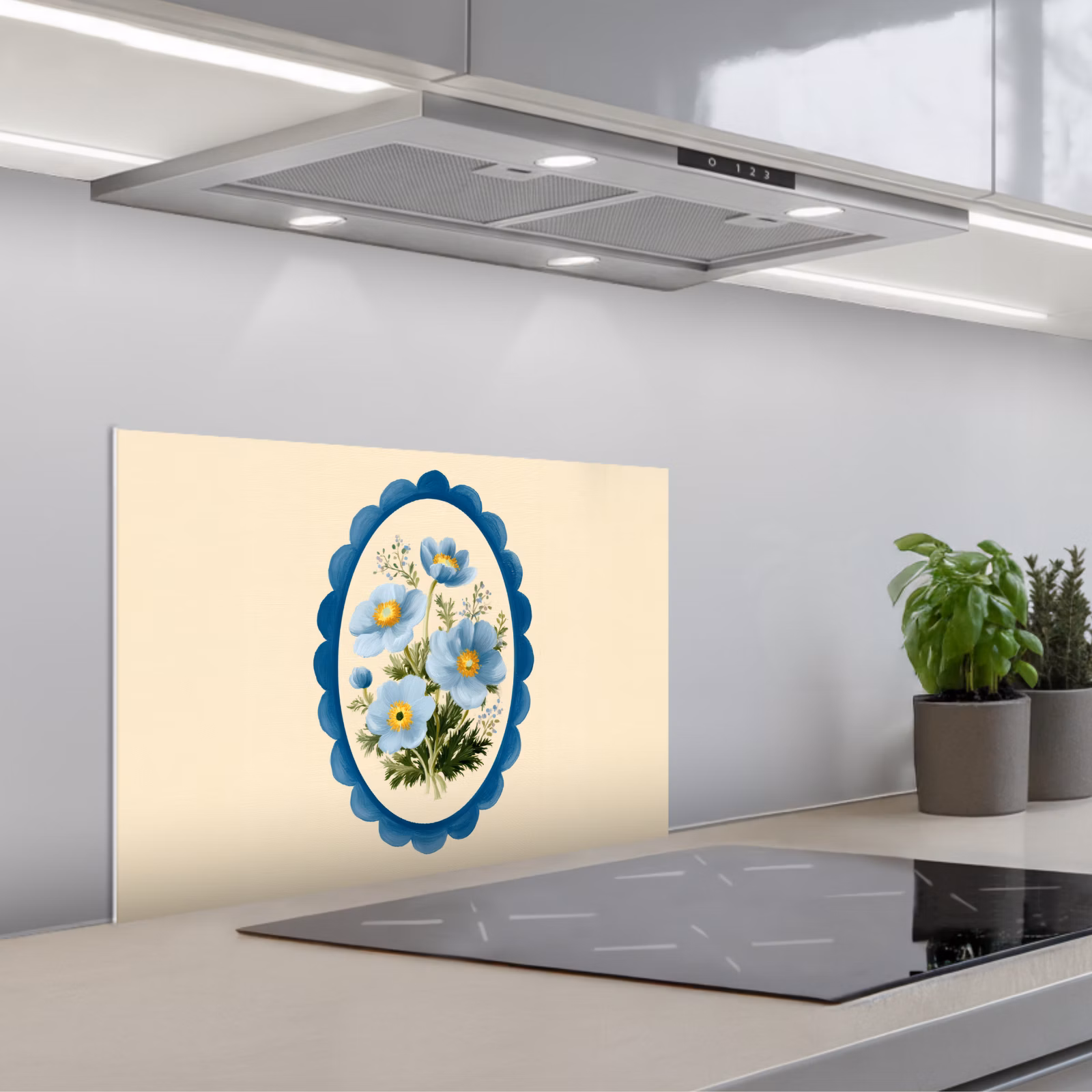 Fond de hotte - Liste - Fleurs - Bleu clair - Illustration — 1