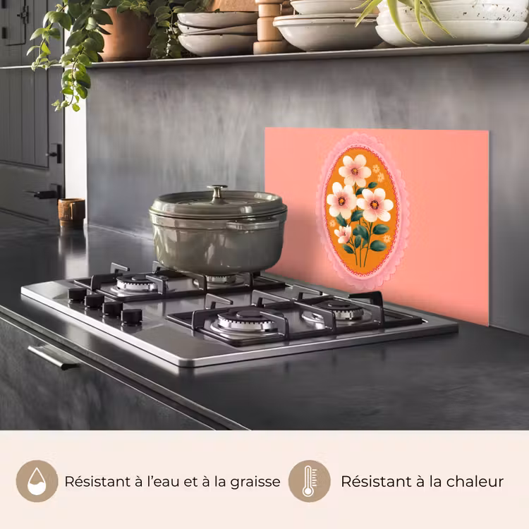 Fond de hotte - Illustration - Fleurs - Bordure - Rose — 2