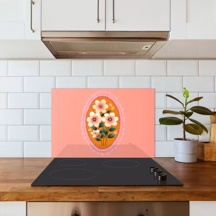 Fond de hotte - Illustration - Fleurs - Bordure - Rose — 3