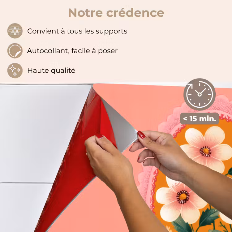 Fond de hotte - Illustration - Fleurs - Bordure - Rose — 4