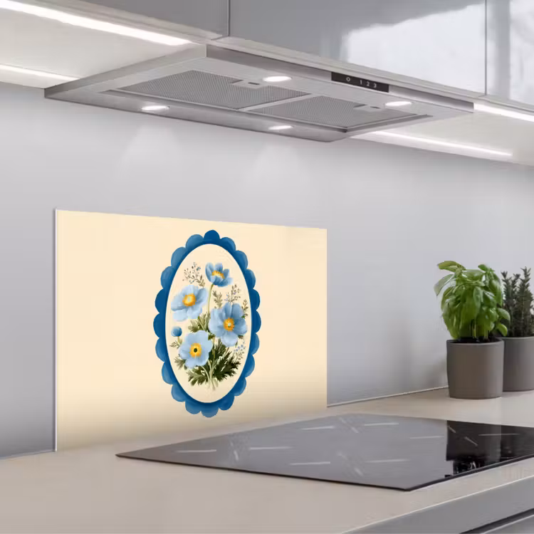 Fond de hotte - Liste - Fleurs - Bleu clair - Illustration — 1