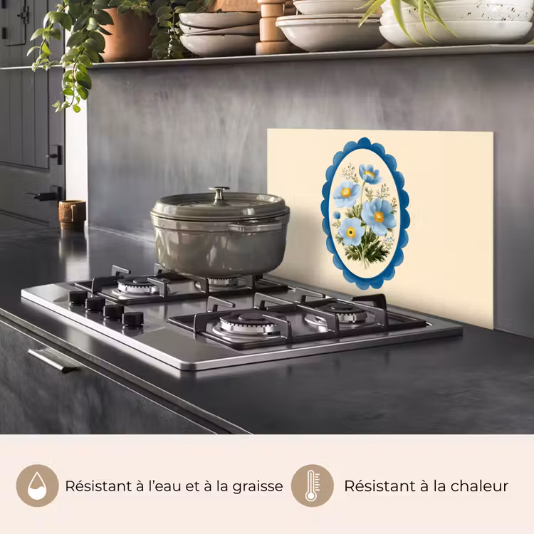 Fond de hotte - Liste - Fleurs - Bleu clair - Illustration — 2