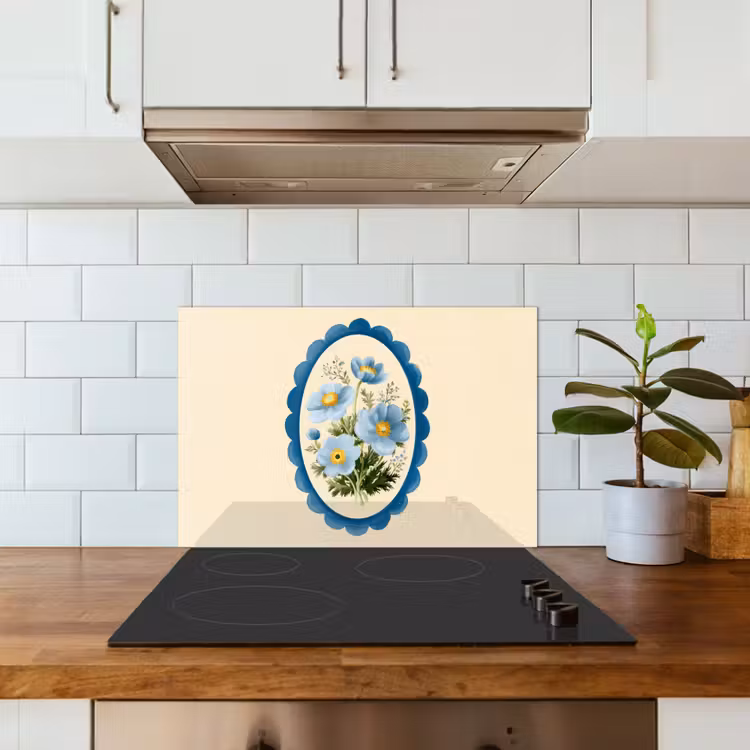 Fond de hotte - Liste - Fleurs - Bleu clair - Illustration — 3