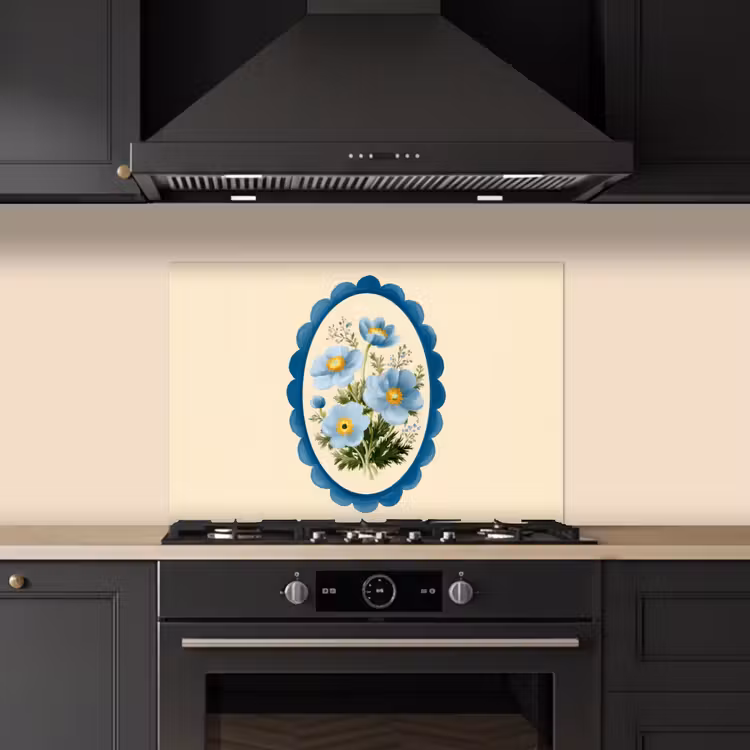 Fond de hotte - Liste - Fleurs - Bleu clair - Illustration — 5