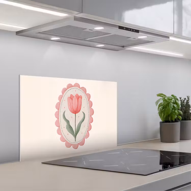 Fond de hotte - Tulipe - Cadre - Ovale - Illustration — 1