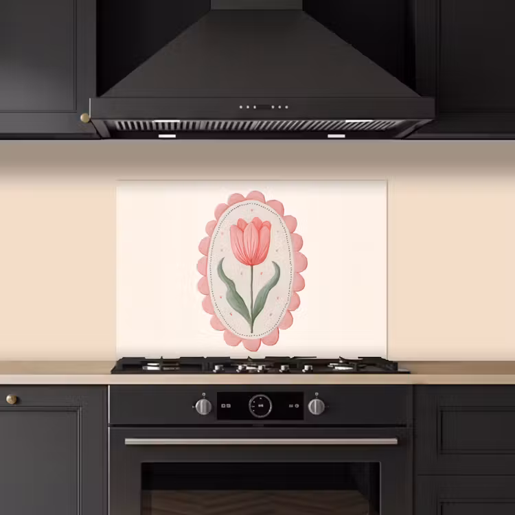 Fond de hotte - Tulipe - Cadre - Ovale - Illustration — 5