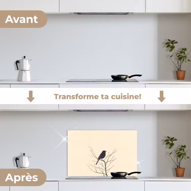 Fond de hotte - Oiseau - Noir - Branche - Minimaliste — 7