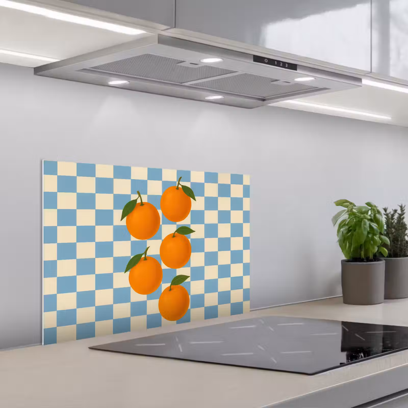 Fond de hotte - Oranges - Feuilles - Bloqué - Bleu — 1