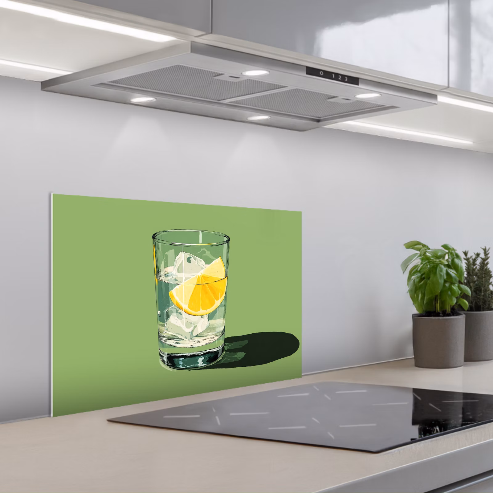 Fond de hotte - Verre - Citron - Glaçons - Vert — 1