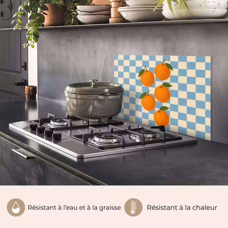 Fond de hotte - Oranges - Feuilles - Bloqué - Bleu — 2
