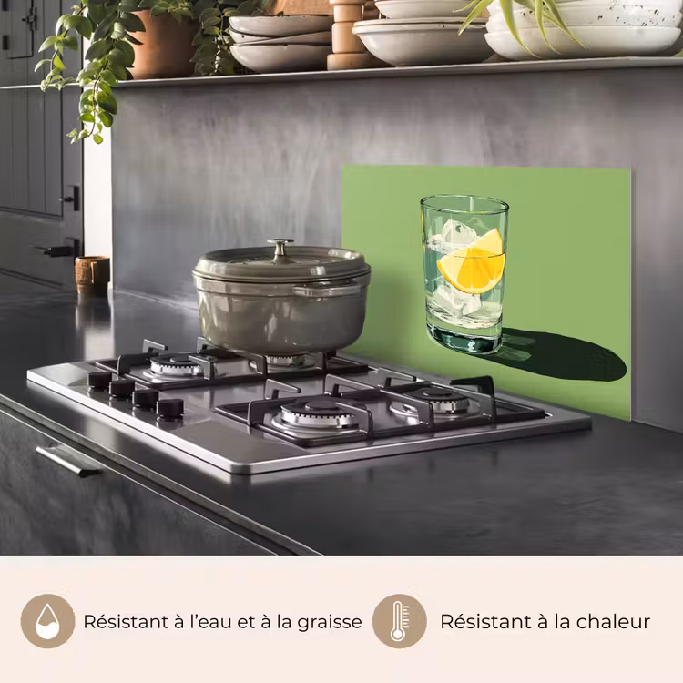 Fond de hotte - Verre - Citron - Glaçons - Vert — 2