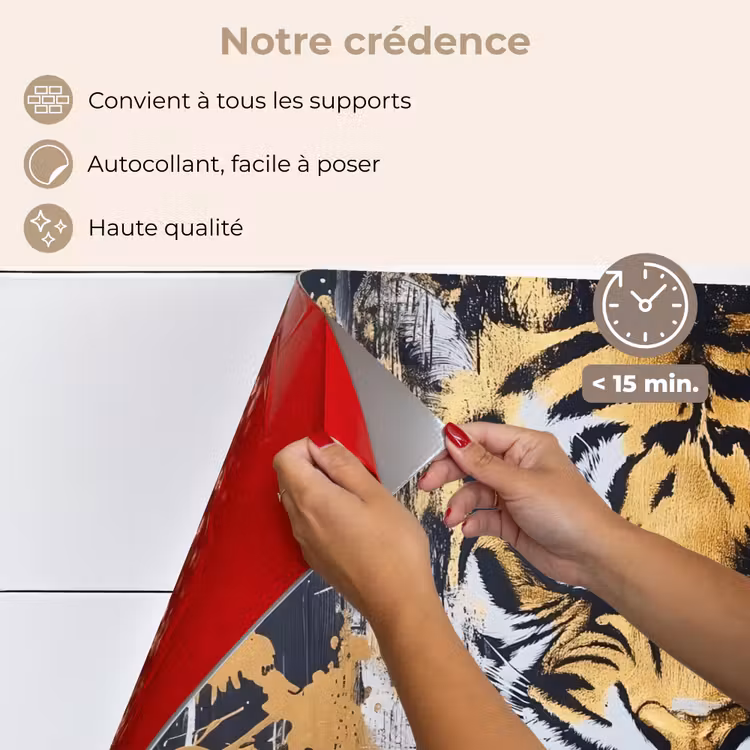 Fond de hotte - Tigre - Taches de peinture - Or — 4