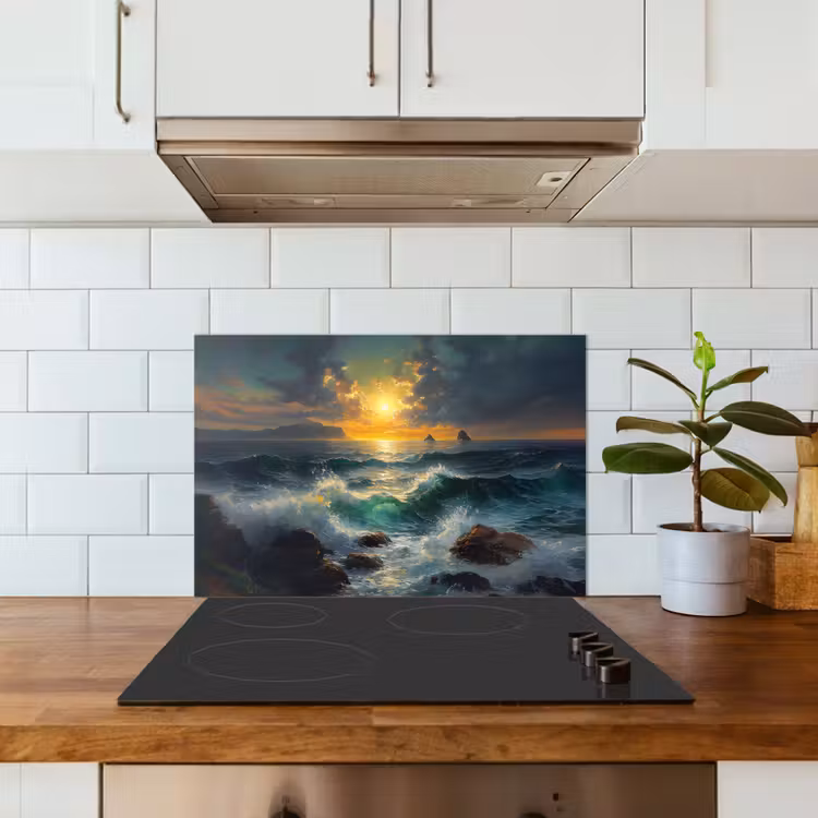Fond de hotte - Mer - Soleil - Vagues - Rochers — 3