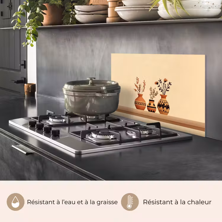 Fond de hotte - Vases - Fleurs - Feuilles - Minimaliste — 2