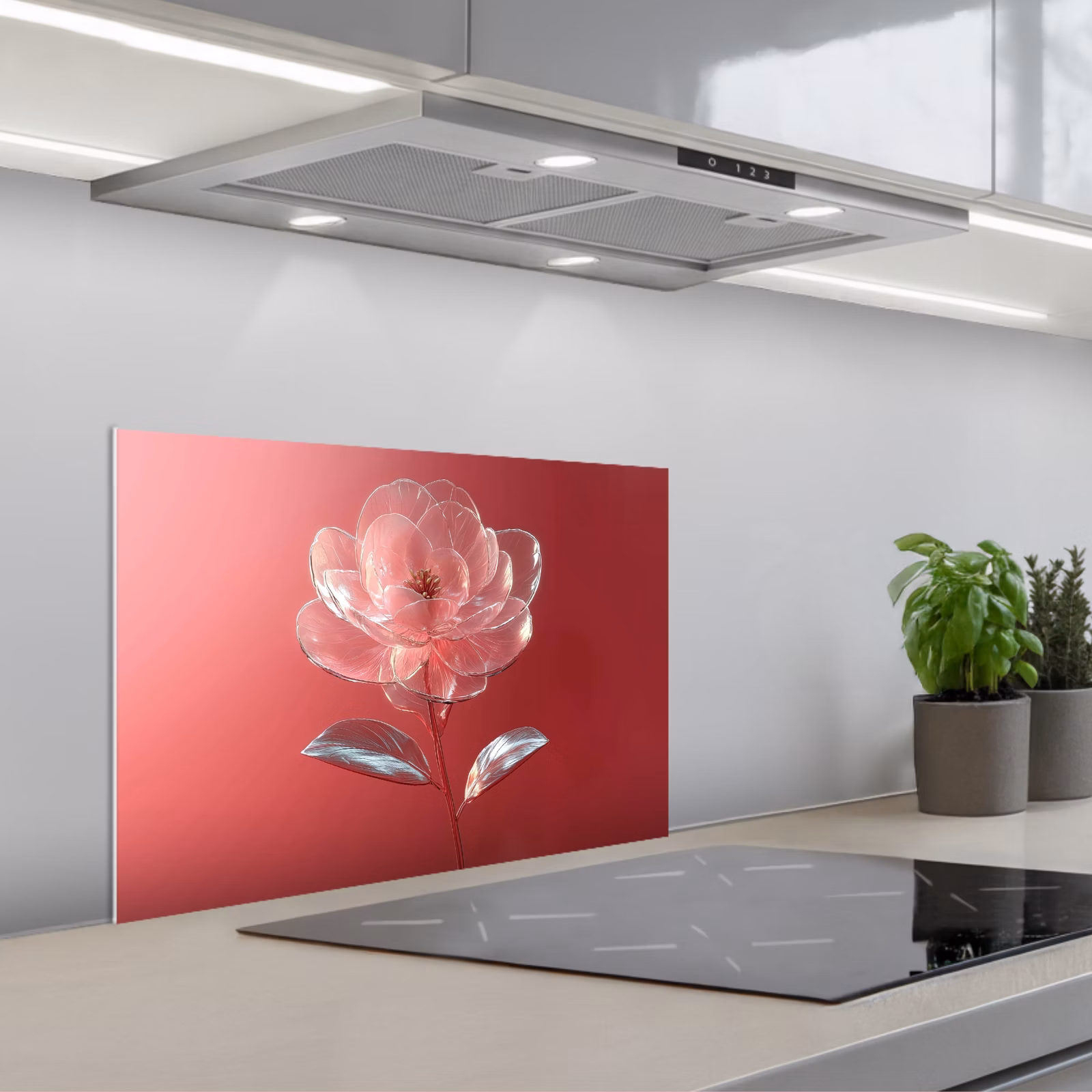 Fond de hotte - Orné - Fleur - Rose - Verres — 1