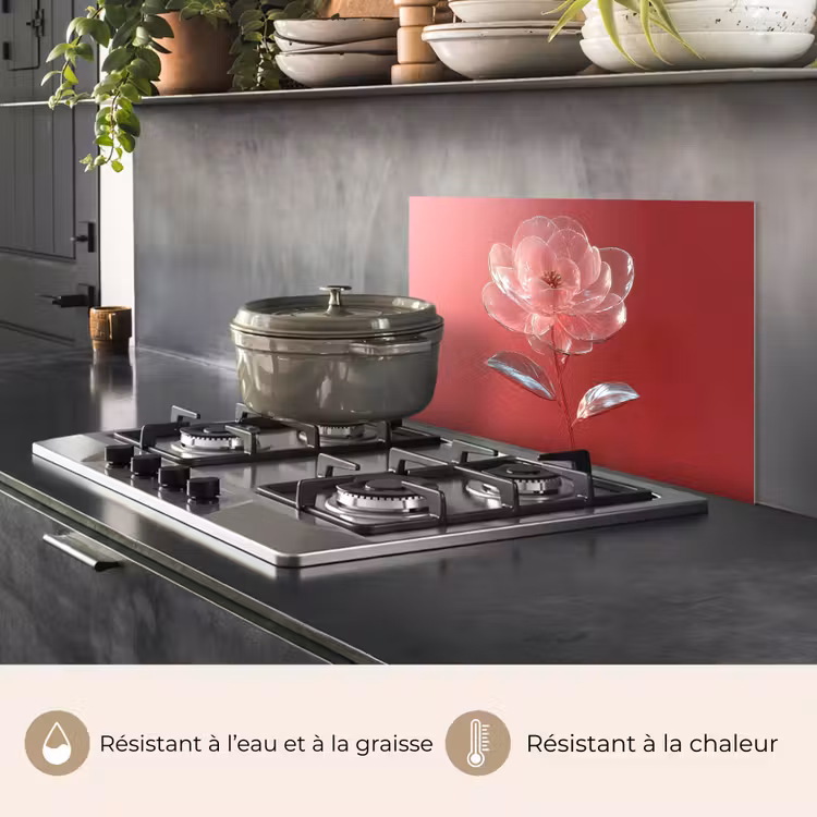 Fond de hotte - Orné - Fleur - Rose - Verres — 2
