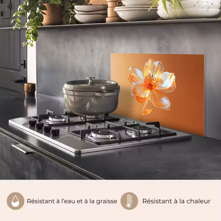 Fond de hotte - Verres - Fleur - Orange — 2
