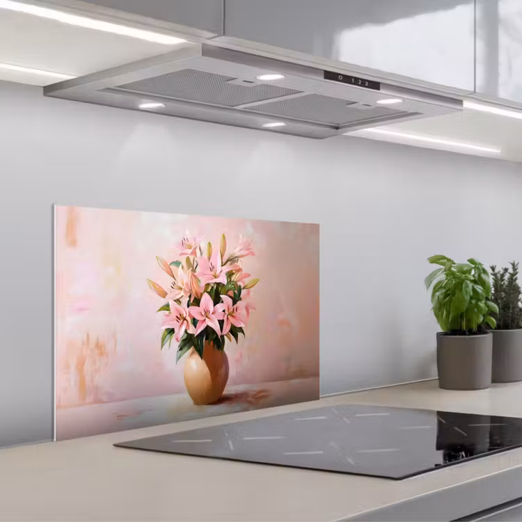 Fond de hotte - Vase - Fleurs - Rose — 1
