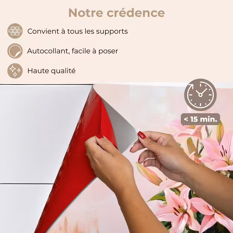 Fond de hotte - Vase - Fleurs - Rose — 4