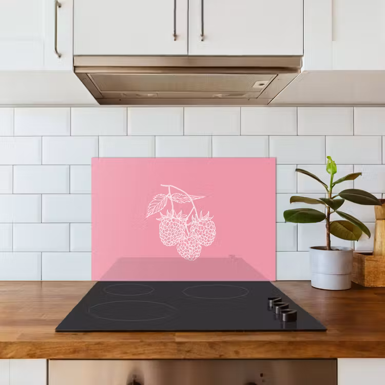 Fond de hotte - Framboises - Tige - Dessinée - Rose — 3