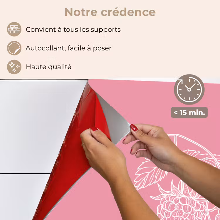 Fond de hotte - Framboises - Tige - Dessinée - Rose — 4
