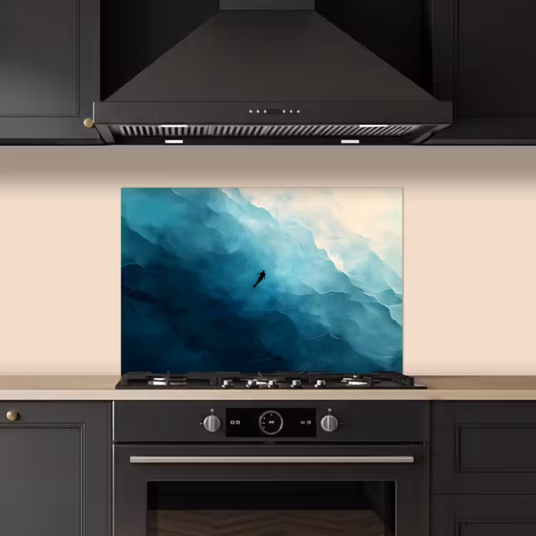 Fond de hotte - Mer - Silhouette - Abstrait - Bleu — 5
