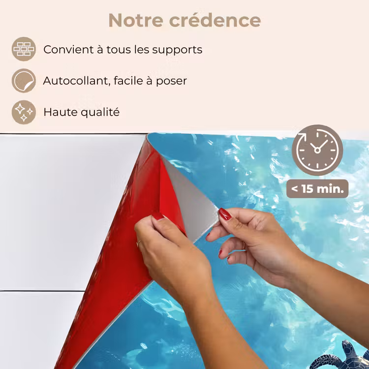 Fond de hotte - Tortue - Mer - Bleu - Pailleté — 4