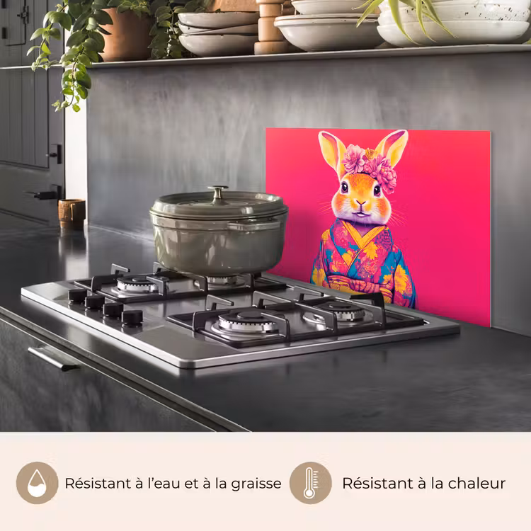 Fond de hotte - Lapin - Fleurs - Coloré - Kimono — 2