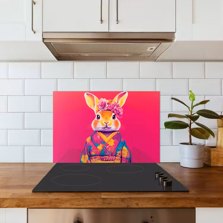 Fond de hotte - Lapin - Fleurs - Coloré - Kimono — 3