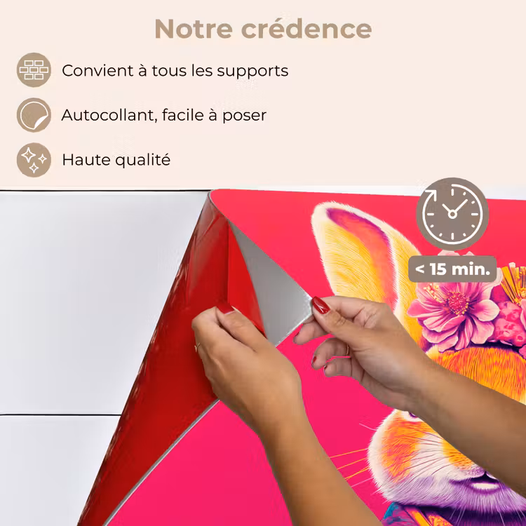 Fond de hotte - Lapin - Fleurs - Coloré - Kimono — 4