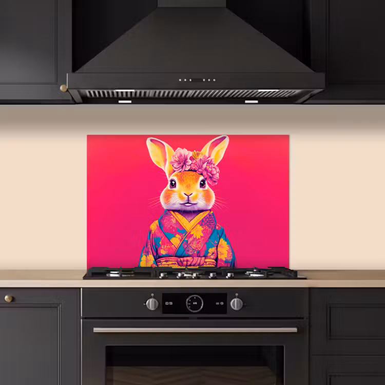 Fond de hotte - Lapin - Fleurs - Coloré - Kimono — 5