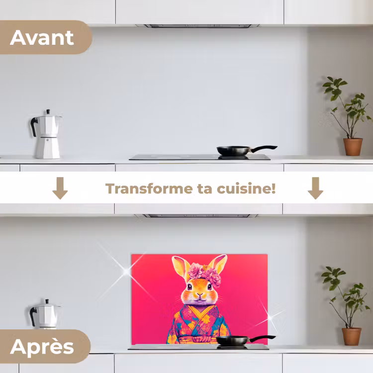 Fond de hotte - Lapin - Fleurs - Coloré - Kimono — 7