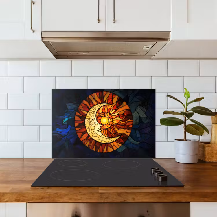 Fond de hotte - Mosaïque - Verre - Lune - Bleu foncé — 3