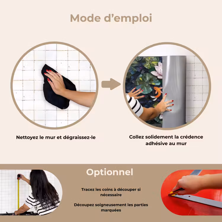 Fond de hotte - Pièces en verre - Feuilles de lys - Poisson - Orange — 6