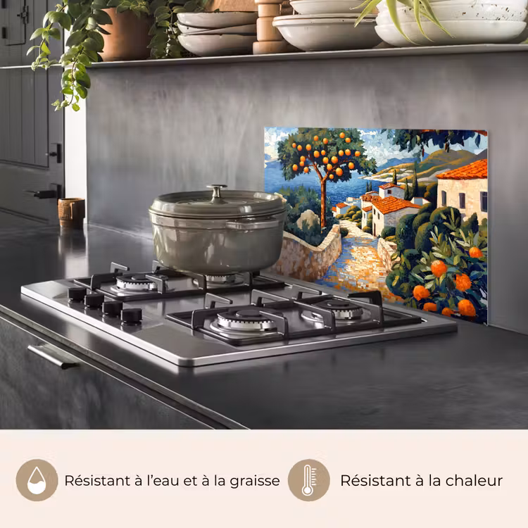 Fond de hotte - Maisons - Mosaïque - Orangers - Mer — 2
