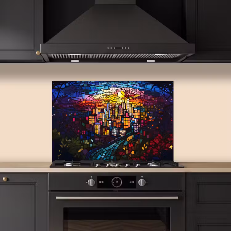 Fond de hotte - Ville - Lune - Mosaïque - Colorée — 5