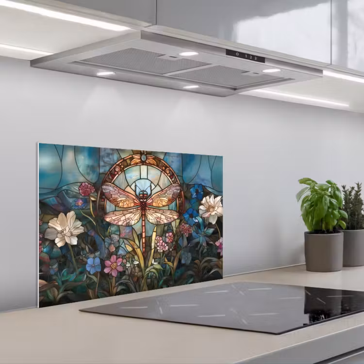 Fond de hotte - Libelle - Mosaïque - Fleurs - Coloré — 1