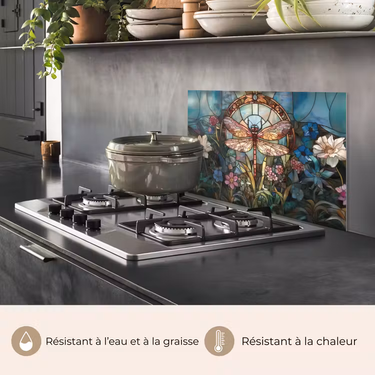 Fond de hotte - Libelle - Mosaïque - Fleurs - Coloré — 2