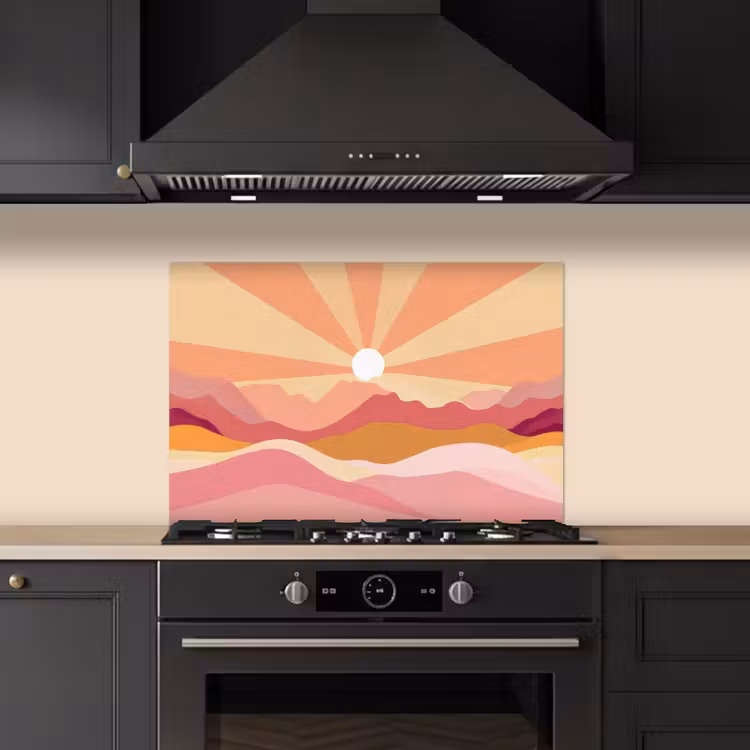 Fond de hotte - Montagnes - Abstrait - Rayons de soleil - Rose — 5