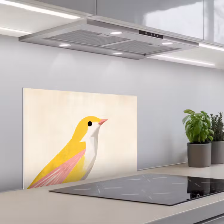 Fond de hotte - Oiseau - Minimaliste - Jaune — 1
