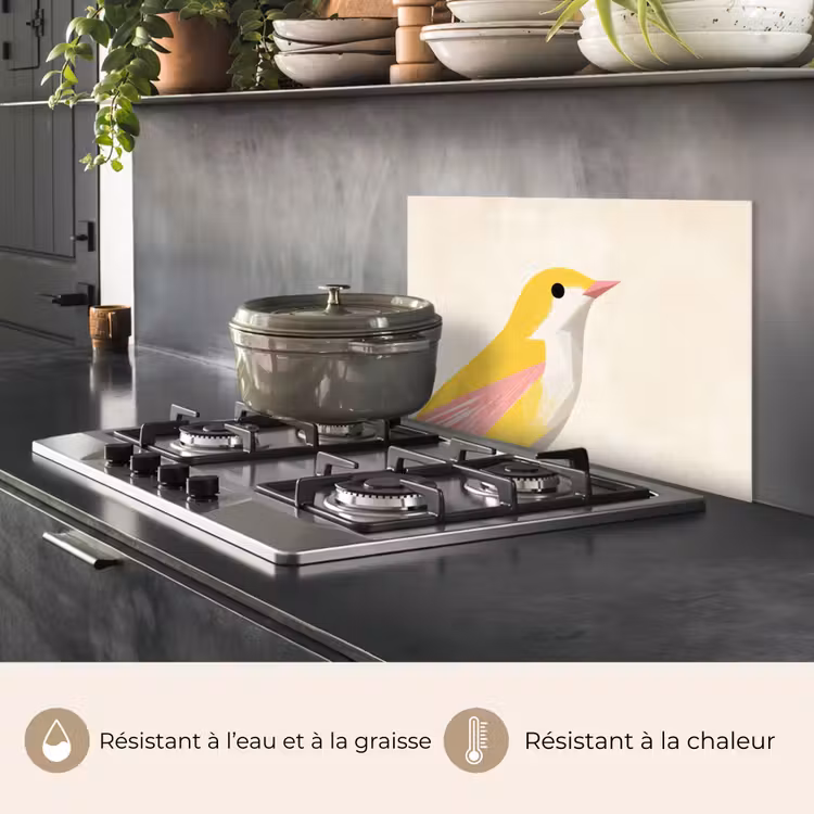 Fond de hotte - Oiseau - Minimaliste - Jaune — 2