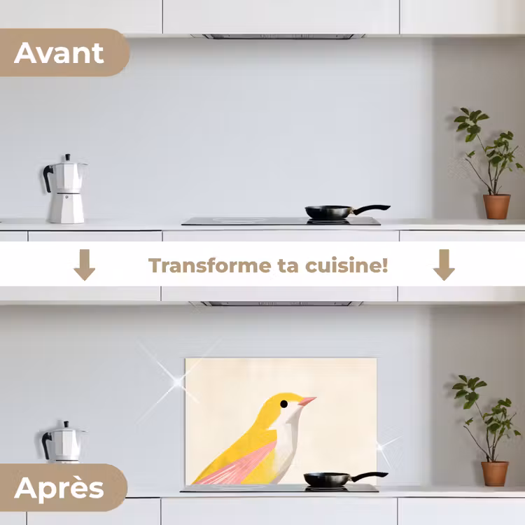 Fond de hotte - Oiseau - Minimaliste - Jaune — 7