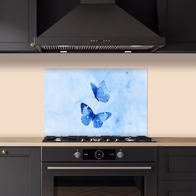 Fond de hotte - Papillons - Ornementaux - Bleu — 5