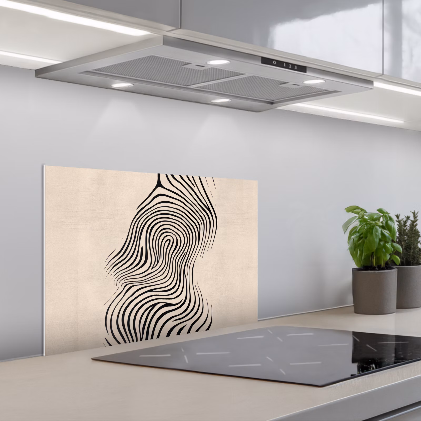 Fond de hotte - Lignes - Abstraites - Ondulées - Noir — 1