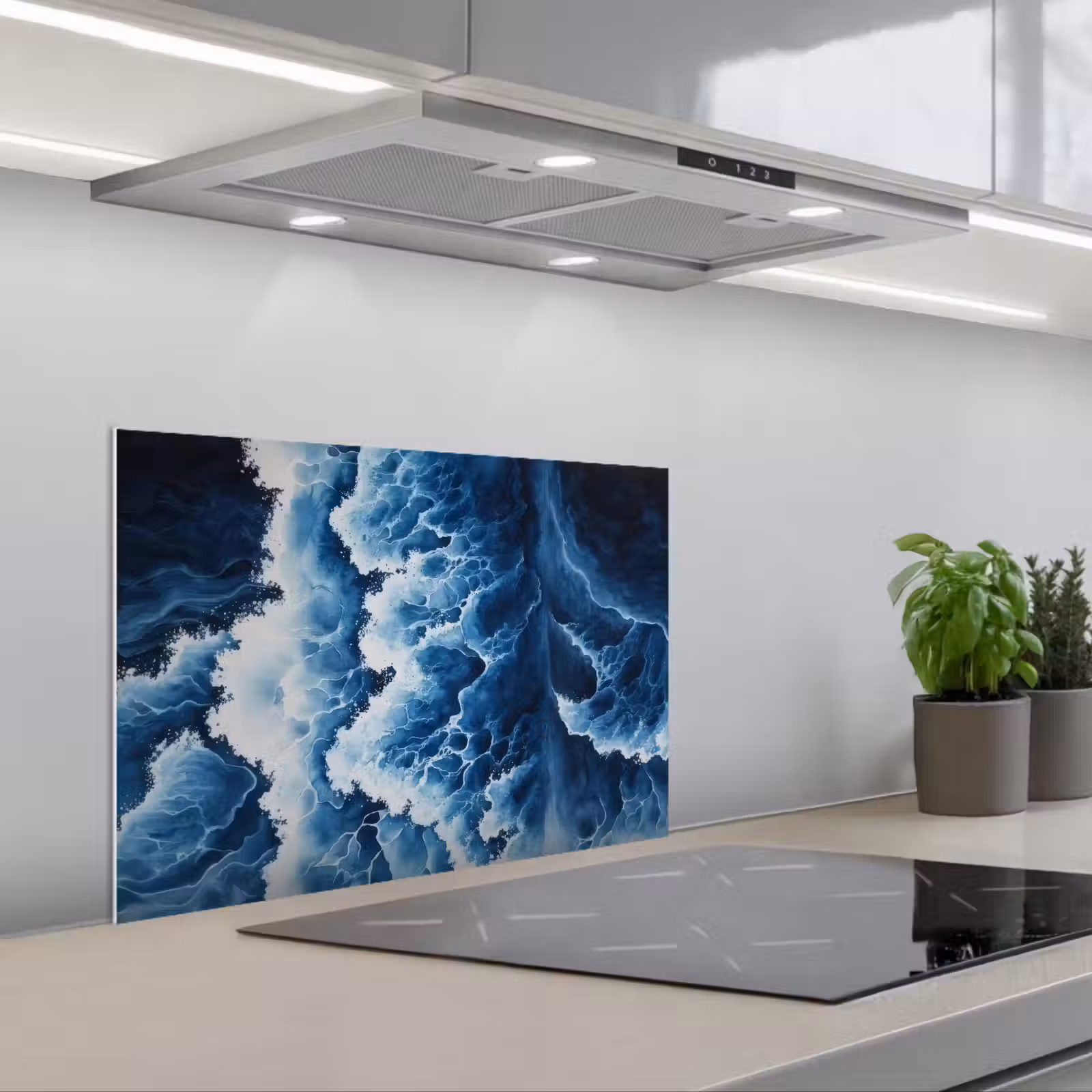 Fond de hotte - Vagues - Bleu - Mousse — 1