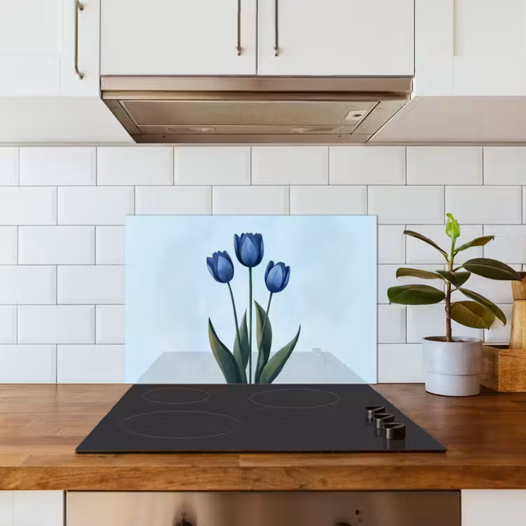 Fond de hotte - Tulipes - Bleu - Feuilles — 3