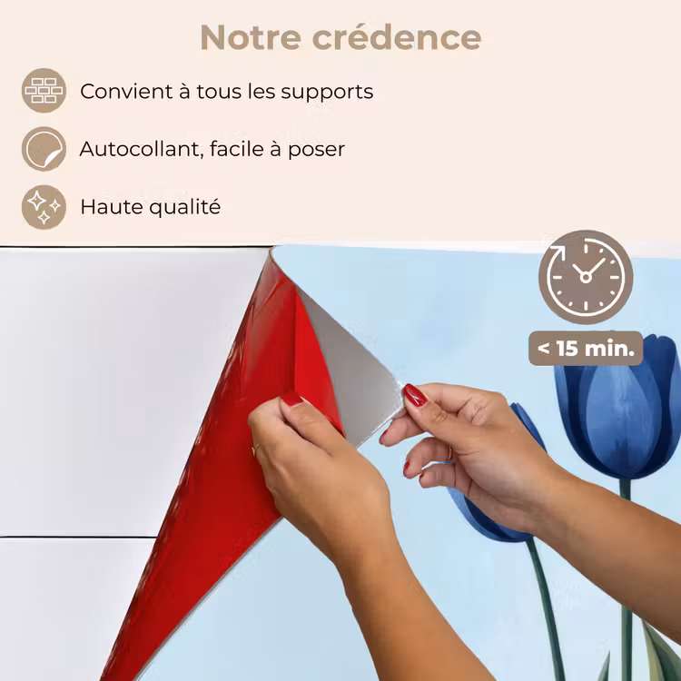 Fond de hotte - Tulipes - Bleu - Feuilles — 4