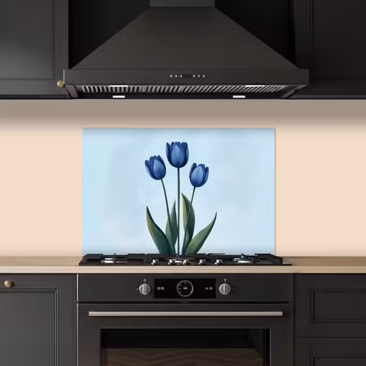 Fond de hotte - Tulipes - Bleu - Feuilles — 5